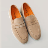 Portofino - Lichtbeige Suède - Penny loafers