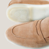 Portofino - Lichtbeige Suède - Penny loafers