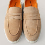 Portofino - Lichtbeige Suède - Penny loafers