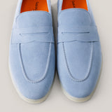 Portofino - Lichtblauw (Santorini) Suède - Penny Loafers