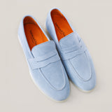 Portofino - Lichtblauw (Santorini) Suède - Penny Loafers