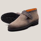 Biella Taupe Graue Wildleder Monk Strap Boots