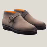 Biella Taupe Graue Wildleder Monk Strap Boots