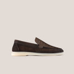 Capri - Dark Brown Suede 1667 Croco - Loafers — side view | Reinhard Frans