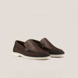 Capri - Dark Brown Suede 1667 Croco - Loafers — Loafers | Reinhard Frans