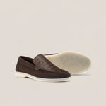 Capri - Dark Brown Suede 1667 Croco - Loafers — sole view | Reinhard Frans