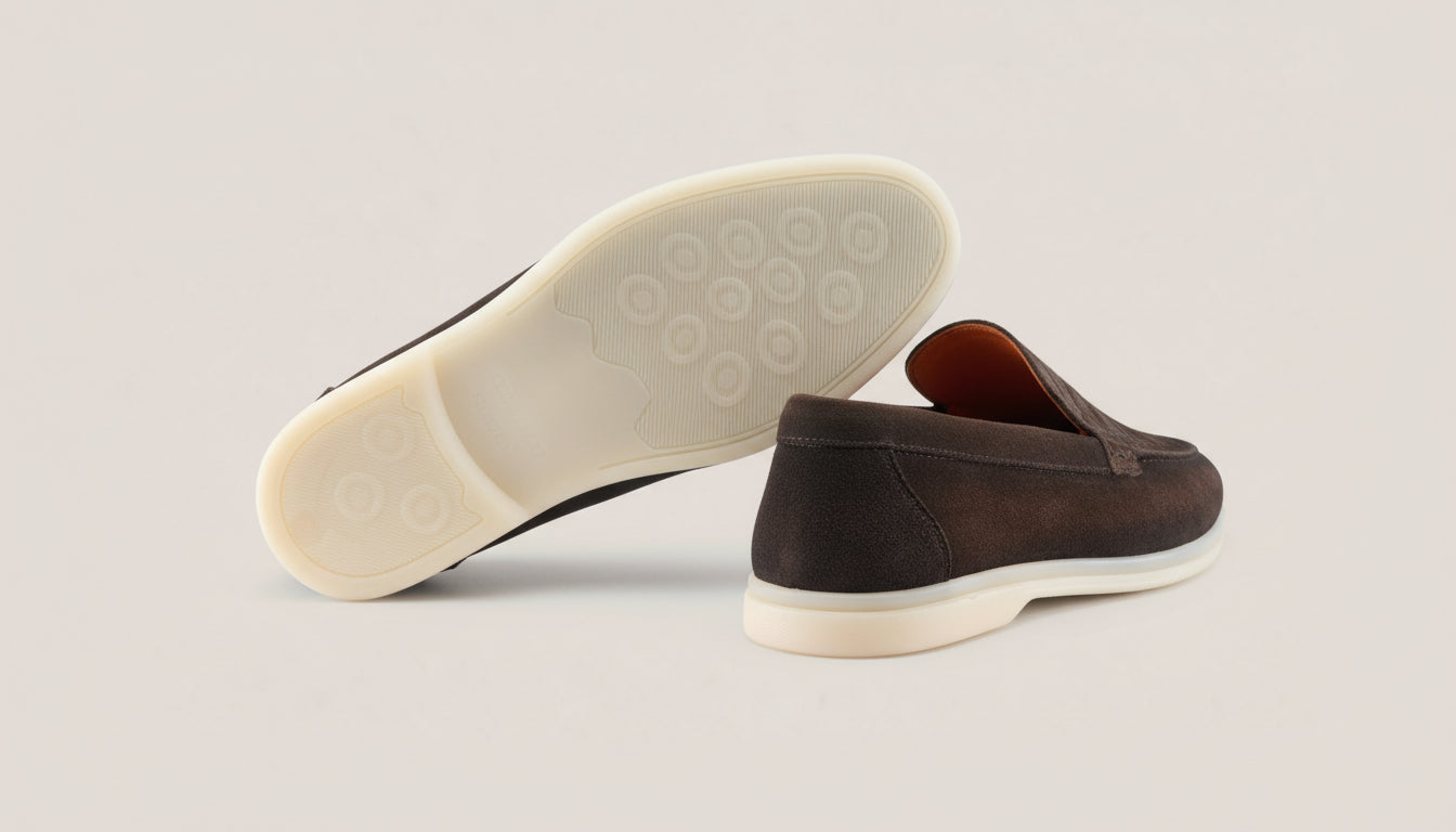 Capri - Dark Brown Suede 1667 Croco - Loafers — detail view | Reinhard Frans