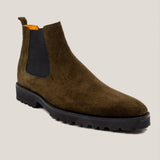 Chelsea-24 Camouflage Green Suede Chelsea Boots