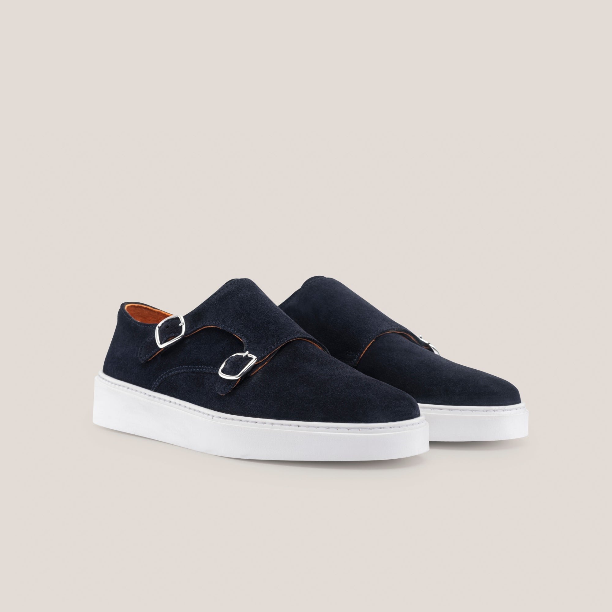 Monte Chiro - Dark Navy Suede - Double Monk Shoes