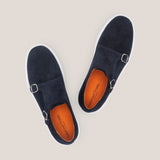 Monte Chiro - Dark Navy Suede - Double Monk Shoes