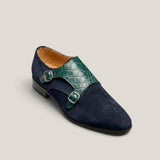 Monte Carlo - Navy Suede with Ocean Green Croco - size 41
