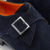 NY24 - Dark Navy Suede - Single Monk Shoes