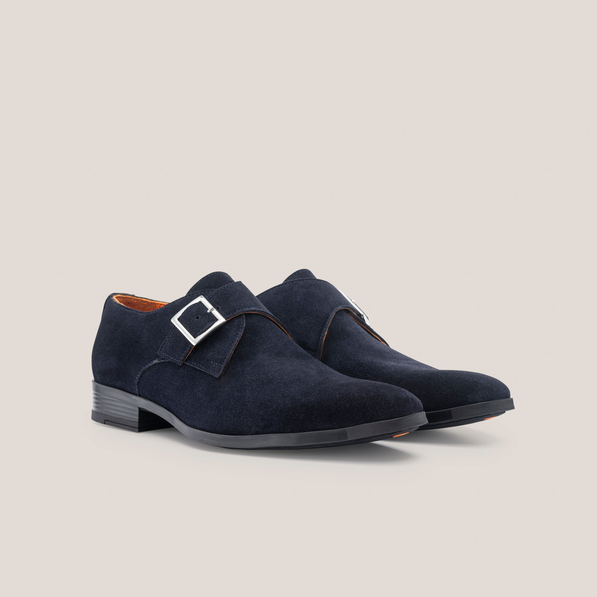 NY24 - Dark Navy Suede - Single Monk Shoes