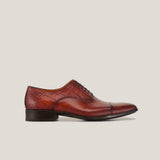 Oxford24 - Cognacbruin met krokodillenprint - Cap Toe Oxfords