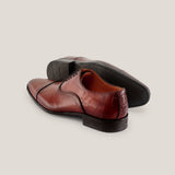 Oxford24 - Cognacbruin met krokodillenprint - Cap Toe Oxfords