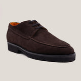 Pescia Dark Brown Suede Derby Shoes