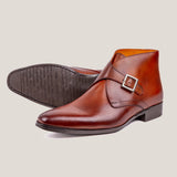 Stockholm Cognac Brown Leather Monk Strap Boots