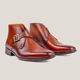 Stockholm Cognac Brown Leather Monk Strap Boots