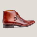 Stockholm Cognac Brown Leather Monk Strap Boots