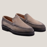 Trento Taupe Grey Suede Loafers