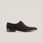 Basel - Dark Brown Suede - Brogue Shoes — side view | Reinhard Frans