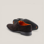 Basel - Dark Brown Suede - Brogue Shoes — back view | Reinhard Frans