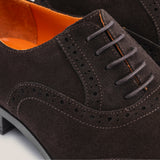 Basel - Dark Brown Suede - Brogue Shoes — sole view | Reinhard Frans