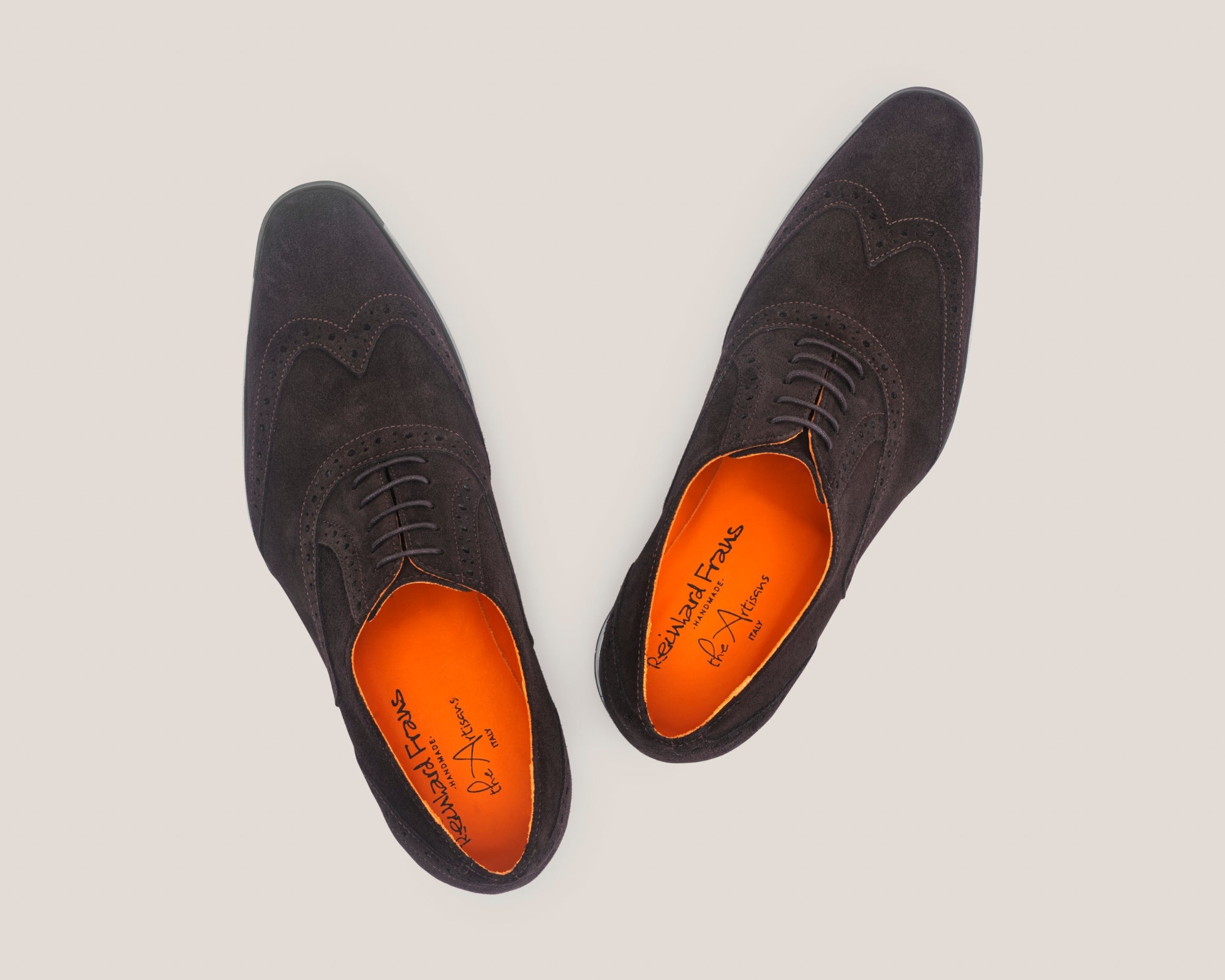 Basel - Dark Brown Suede - Brogue Shoes — detail view | Reinhard Frans