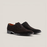 Basel - Dark Brown Suede - Brogue Shoes — Lace-up | Reinhard Frans