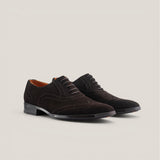Basel - Dark Brown Suede - Brogue Shoes — Lace-up | Reinhard Frans