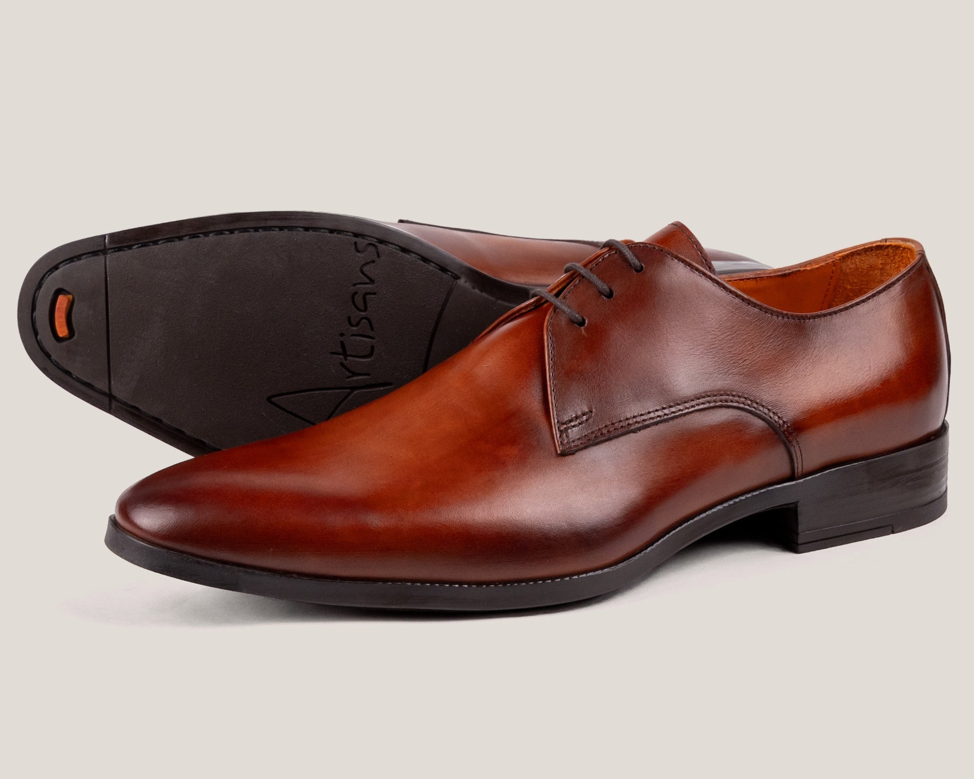 Boston24 - Cognac Brown Leather - Derby Shoes — side view | Reinhard Frans