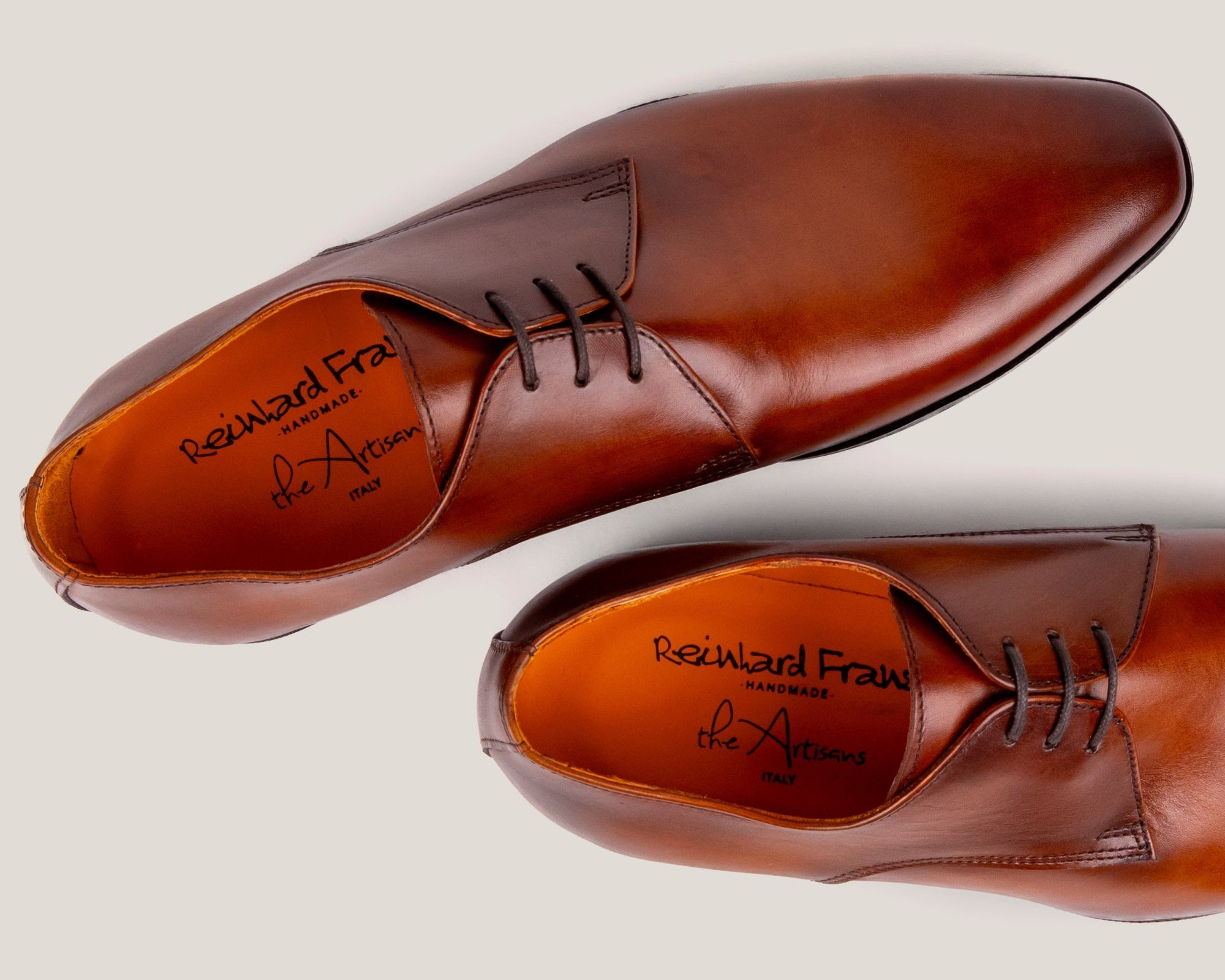 Boston24 - Cognac Brown Leather - Derby Shoes — back view | Reinhard Frans