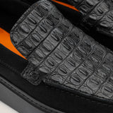 mens Capri Chiro - Black Suede 1668 Croco - Loafers - Reinhard Frans - Summer Loafers
