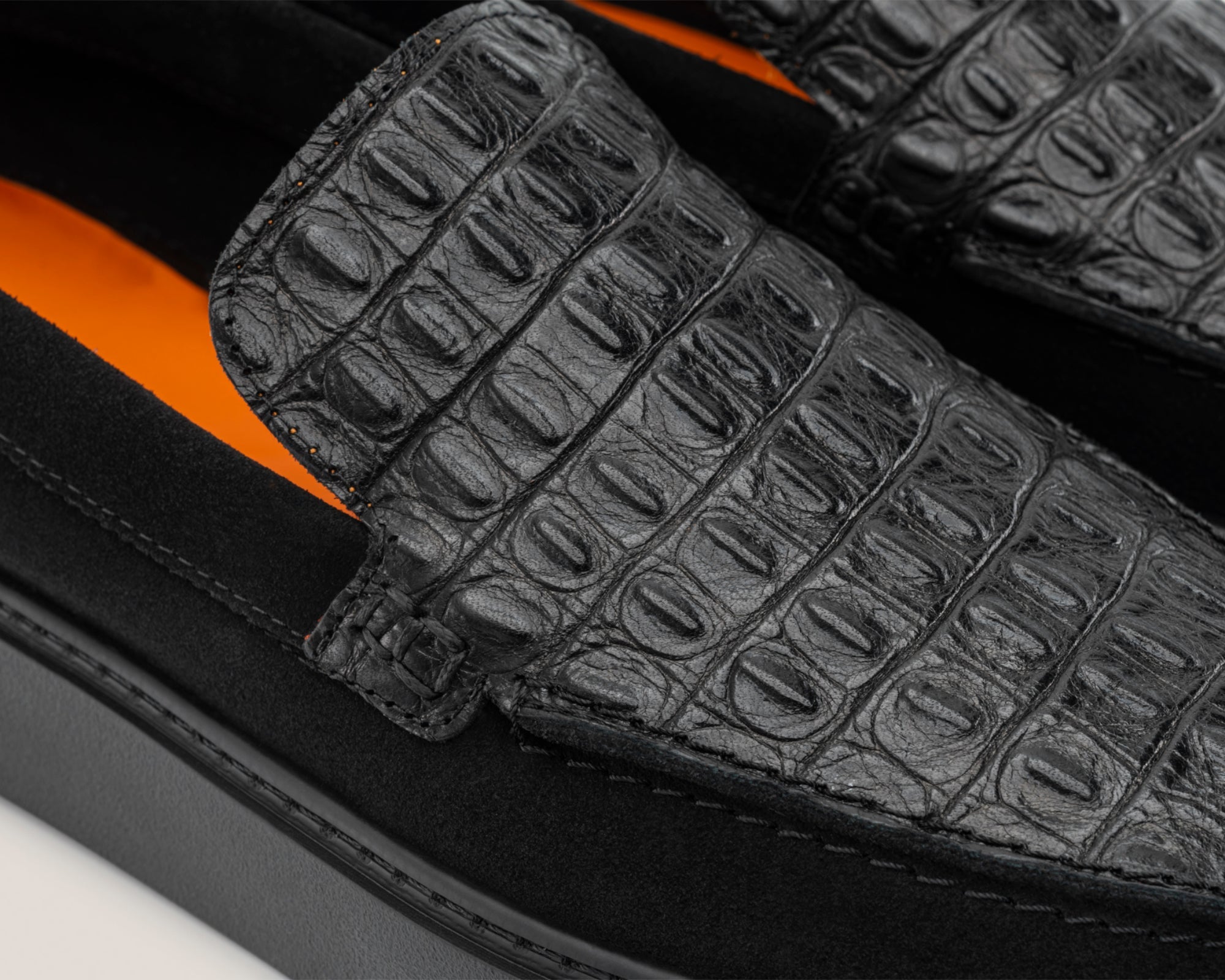 mens Capri Chiro - Black Suede 1668 Croco - Loafers - Reinhard Frans - Summer Loafers