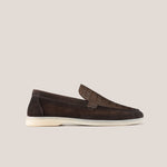 Capri - Dark Brown Suede 1667 Croco - Loafers — side view | Reinhard Frans