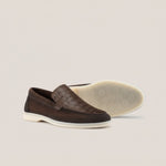 Capri - Dark Brown Suede 1667 Croco - Loafers — sole view | Reinhard Frans