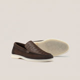 Capri - Dark Brown Suede 1667 Croco - Loafers — sole view | Reinhard Frans