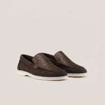 Capri - Dark Brown Suede 1667 Croco - Loafers — Loafers | Reinhard Frans