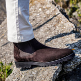 Chelsea24 Donkerbruine Suède Chelsea Boots