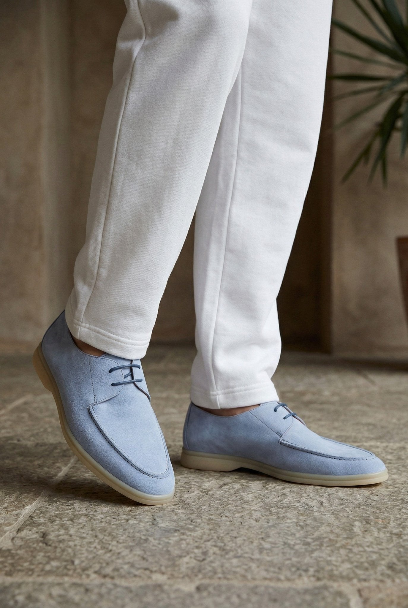 Lecce -  Light Blue Suede - Derby — top view | Reinhard Frans