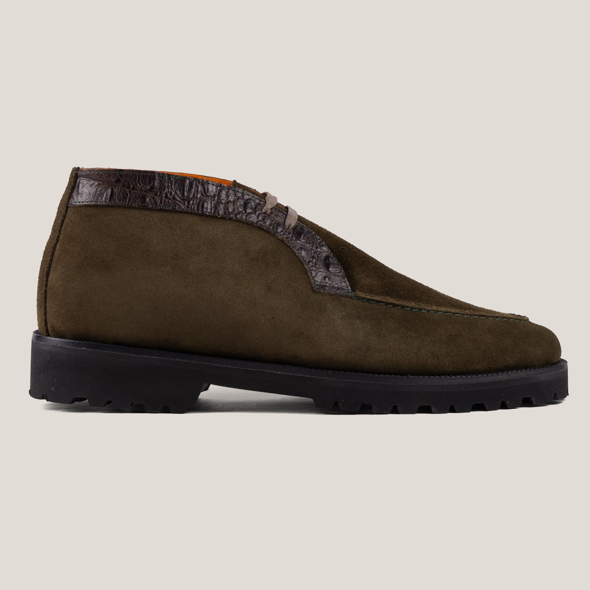 Lecco Camouflage Green Suede Slip-on Chukkas