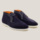 Lecco - Croco Donkerblauwe Suède Chukka Boots