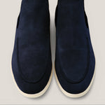 Livorno - Dark Navy Suede - Chelsea Boots — sole view | Reinhard Frans