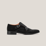 Monte Carlo - Black Suede - Double Monk Shoes