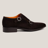 Monte-Carlo Dunkelbraune Wildleder Double Monk Strap