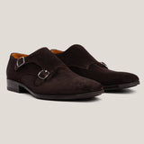 Monte-Carlo Dunkelbraune Wildleder Double Monk Strap