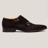 Monte-Carlo Dunkelbraune Wildleder Double Monk Strap