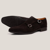 Monte-Carlo Dunkelbraune Wildleder Double Monk Strap