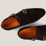 Monte-Carlo Dark Brown Suede Double Monk Shoes