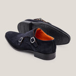 Monte Carlo - Dark Navy Suede - Double Monk Shoes — detail view | Reinhard Frans